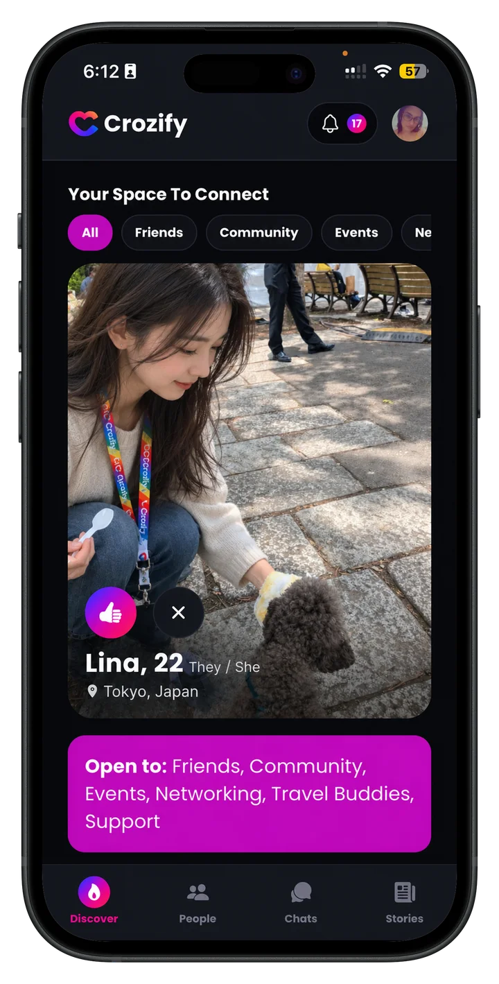 Crozify Discover screen